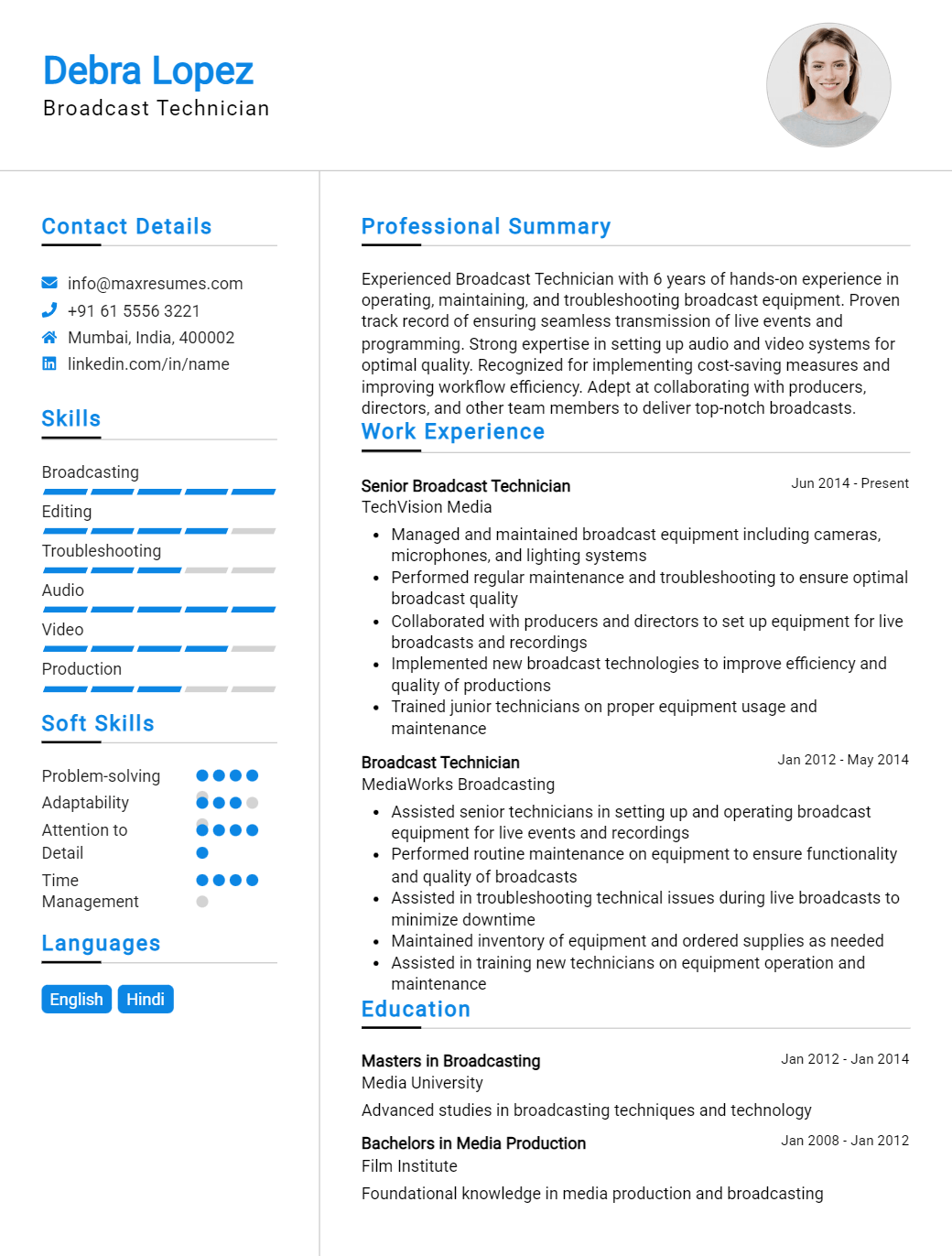 broadcast-technician-resume-sample