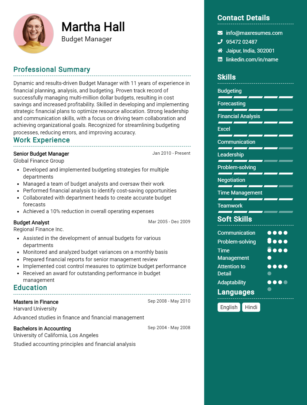 budget-manager-resume-sample
