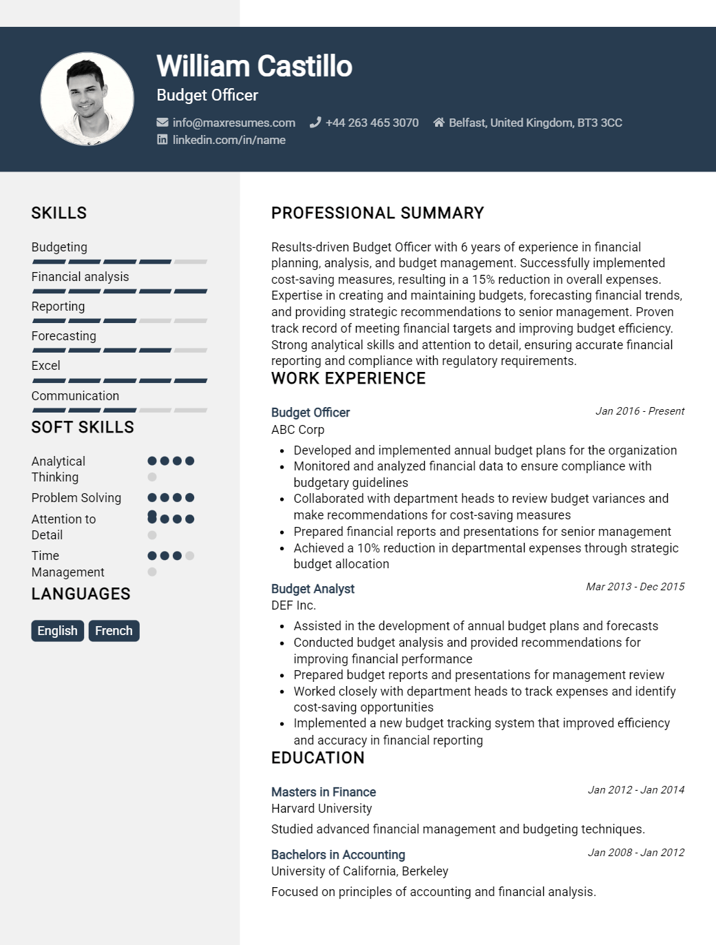 budget-officer-resume-sample