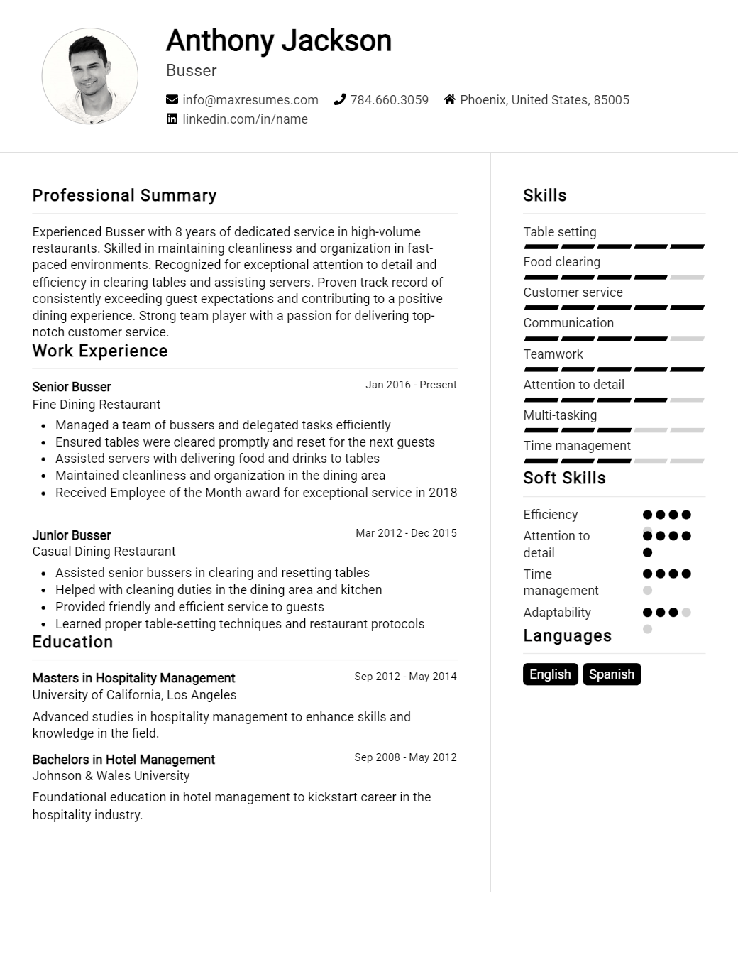 busser-resume-sample