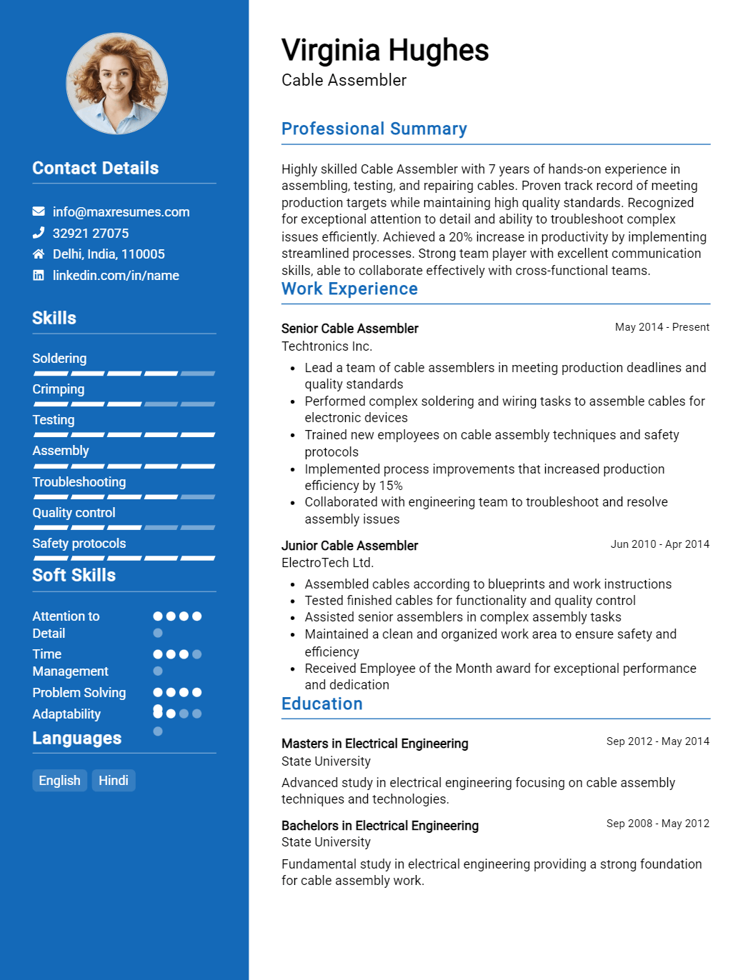 cable-assembler-resume-sample