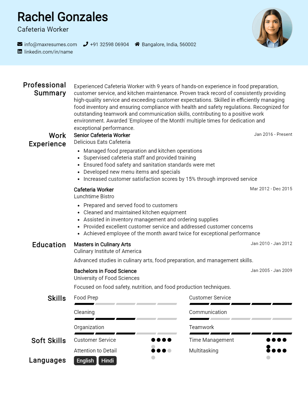 cafeteria-worker-resume-sample