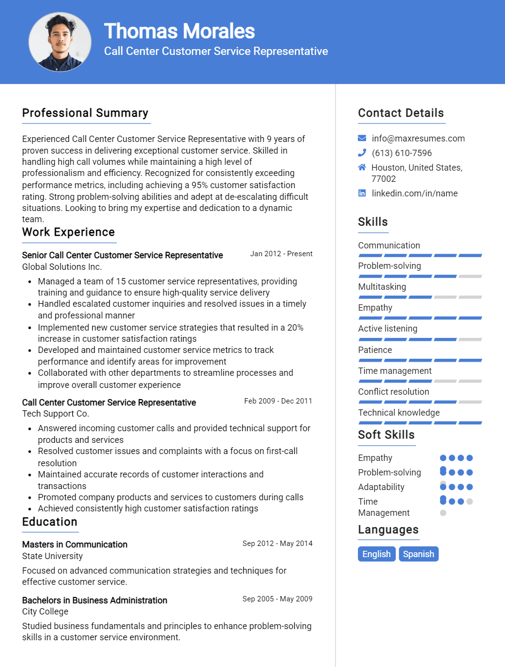 call-center-representative-resume-sample