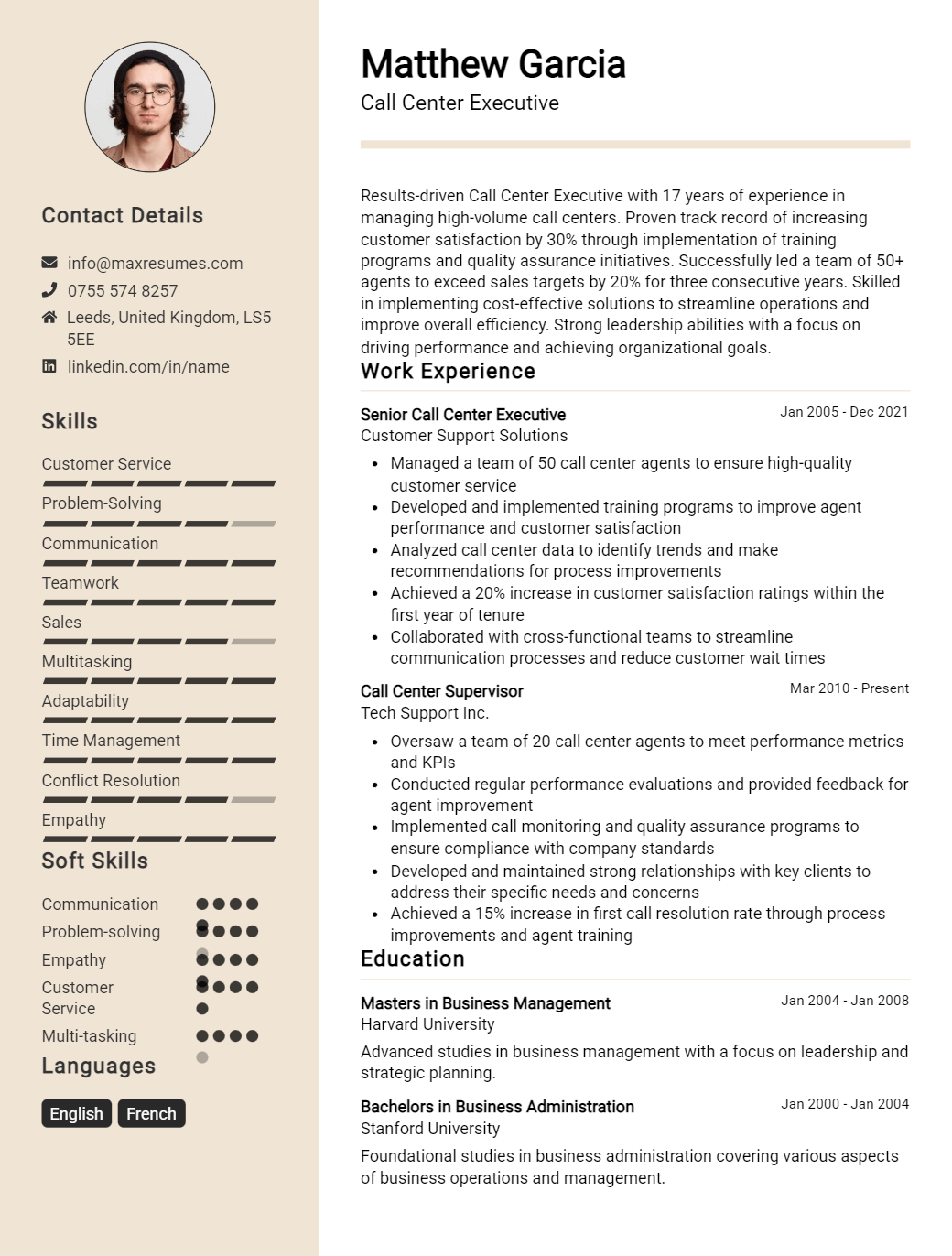 call-center-executive-resume-sample