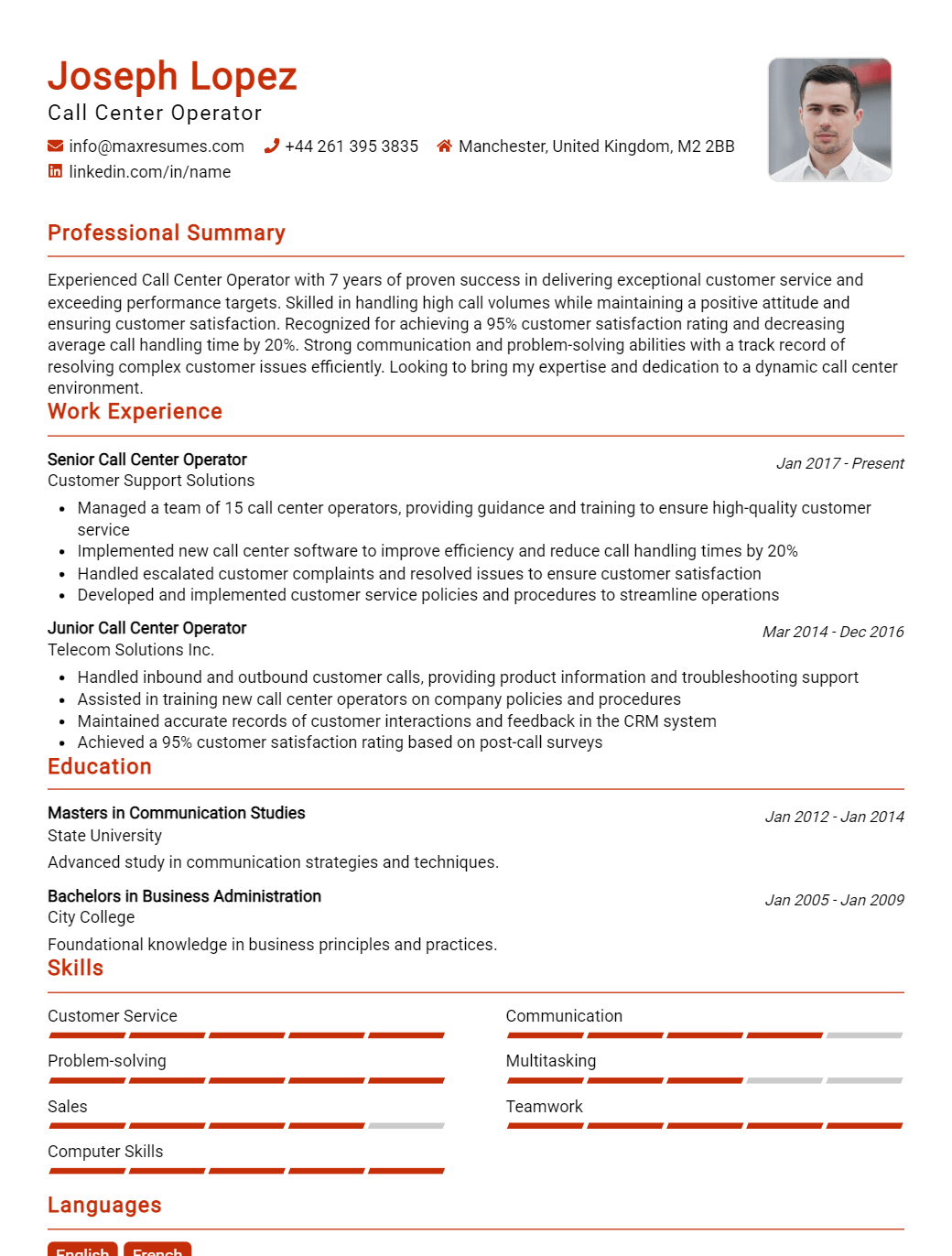 call-center-operator-resume-sample