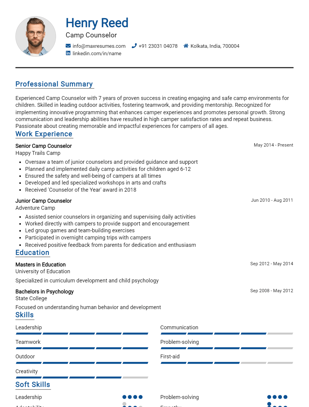 camp-counselor-resume-sample