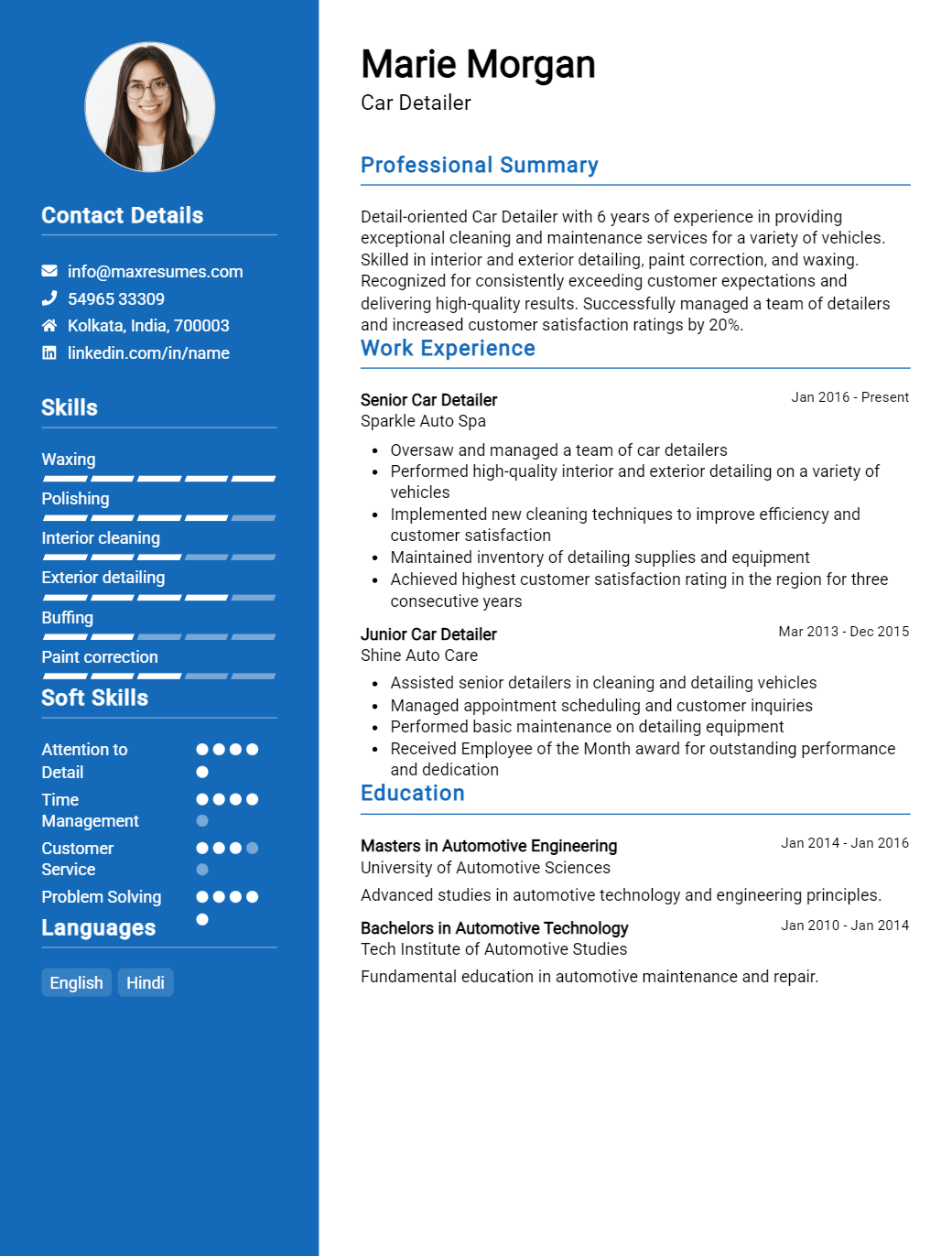 car-detailer-resume-sample