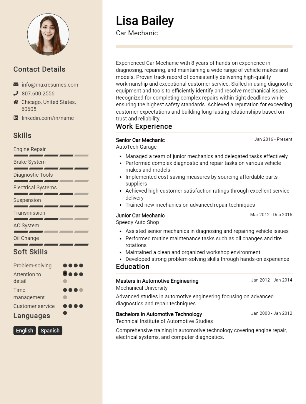 car-mechanic-resume-sample