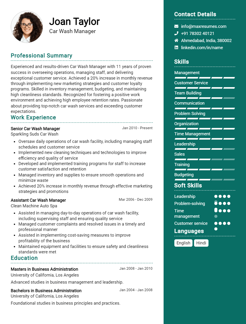 car-wash-manager-resume-sample