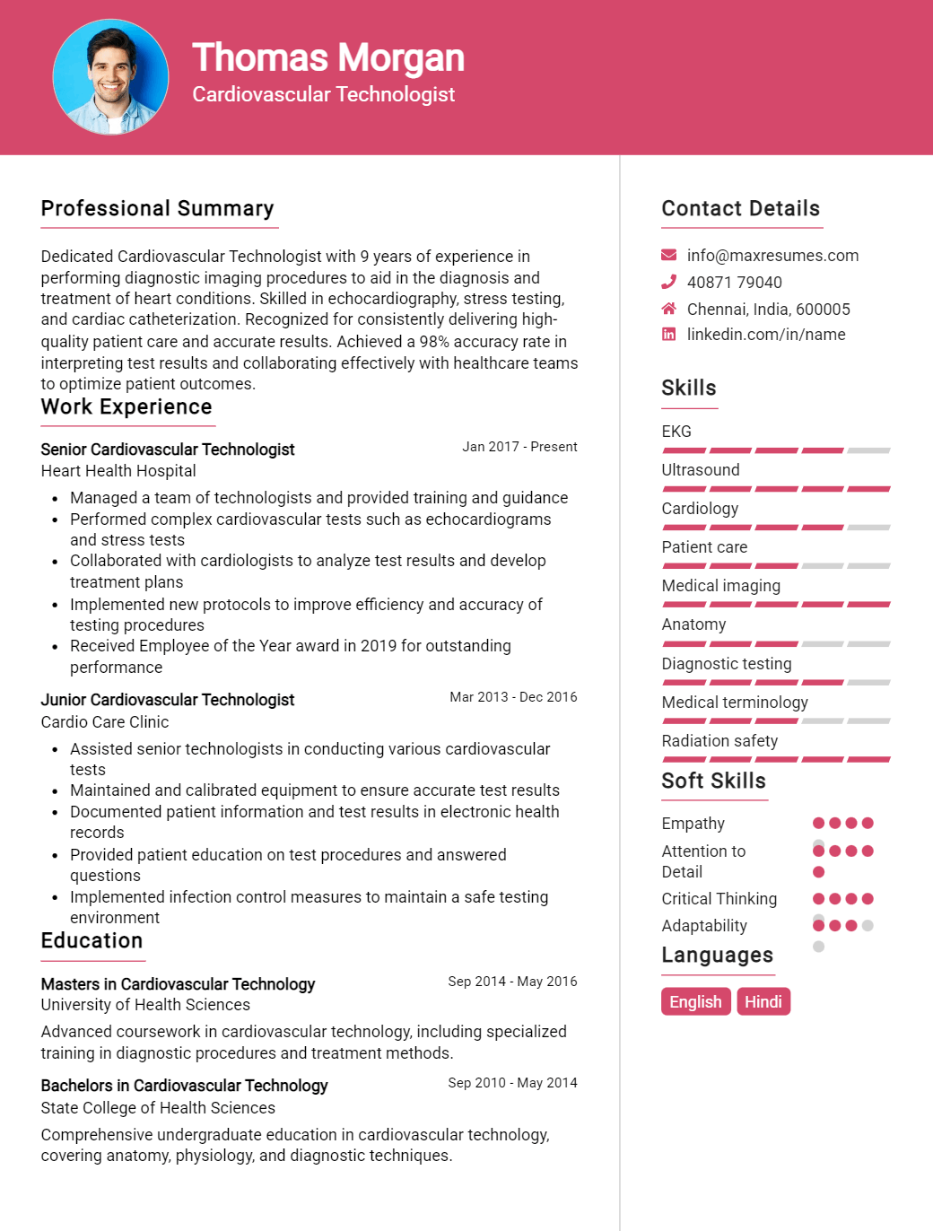 cardiovascular-technologist-resume-sample