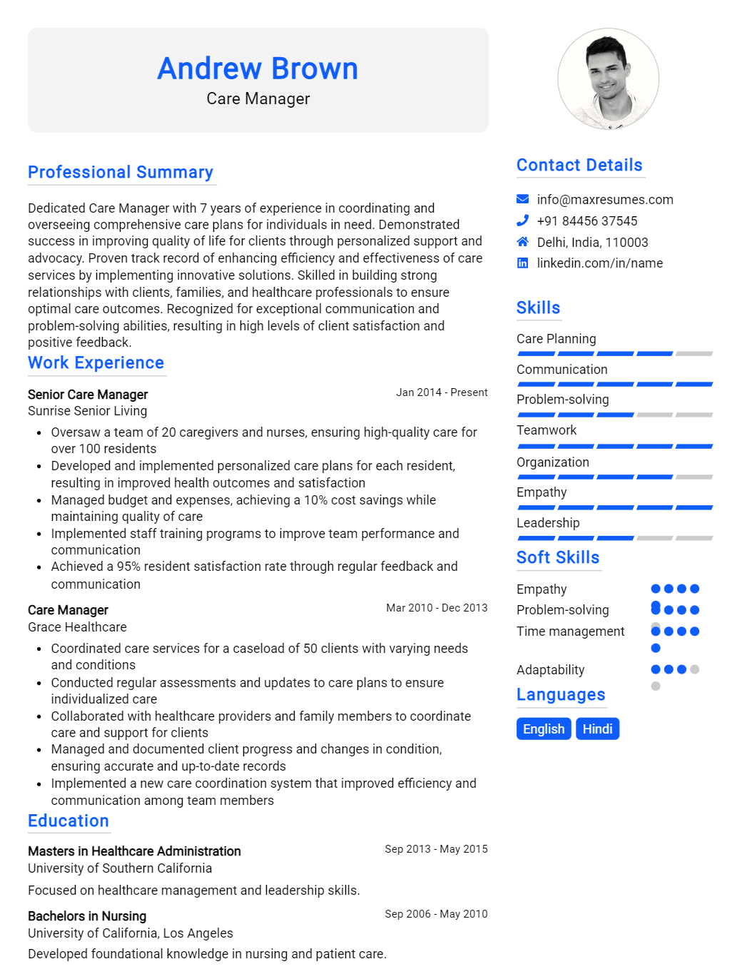 care-manager-resume-sample