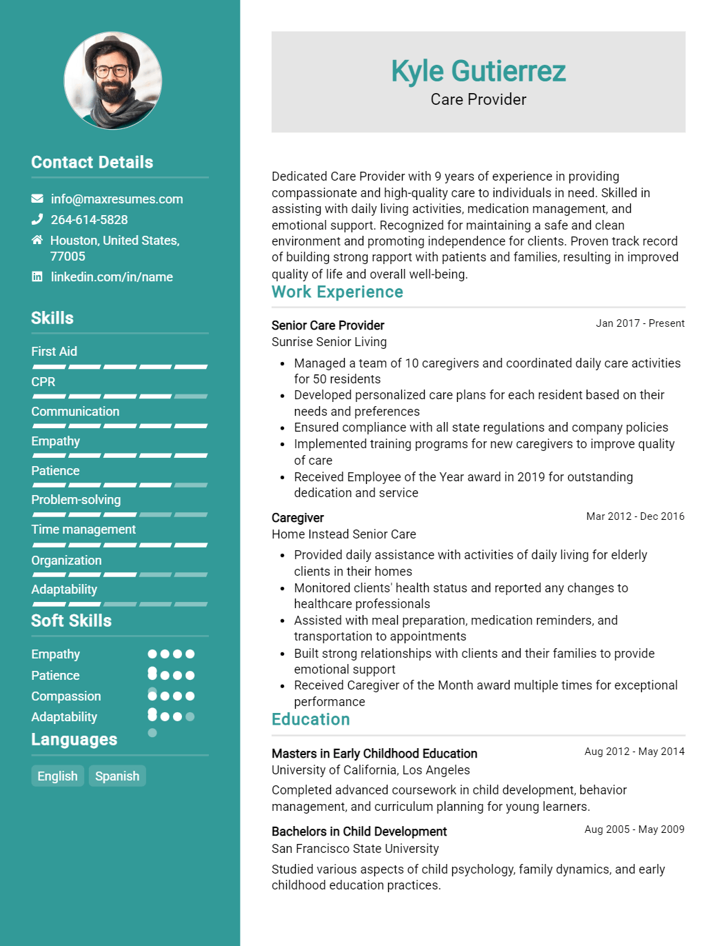 care-provider-resume-sample
