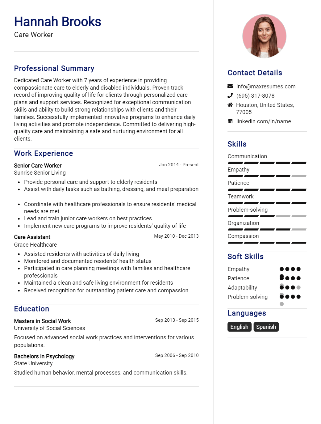 care-worker-resume-sample