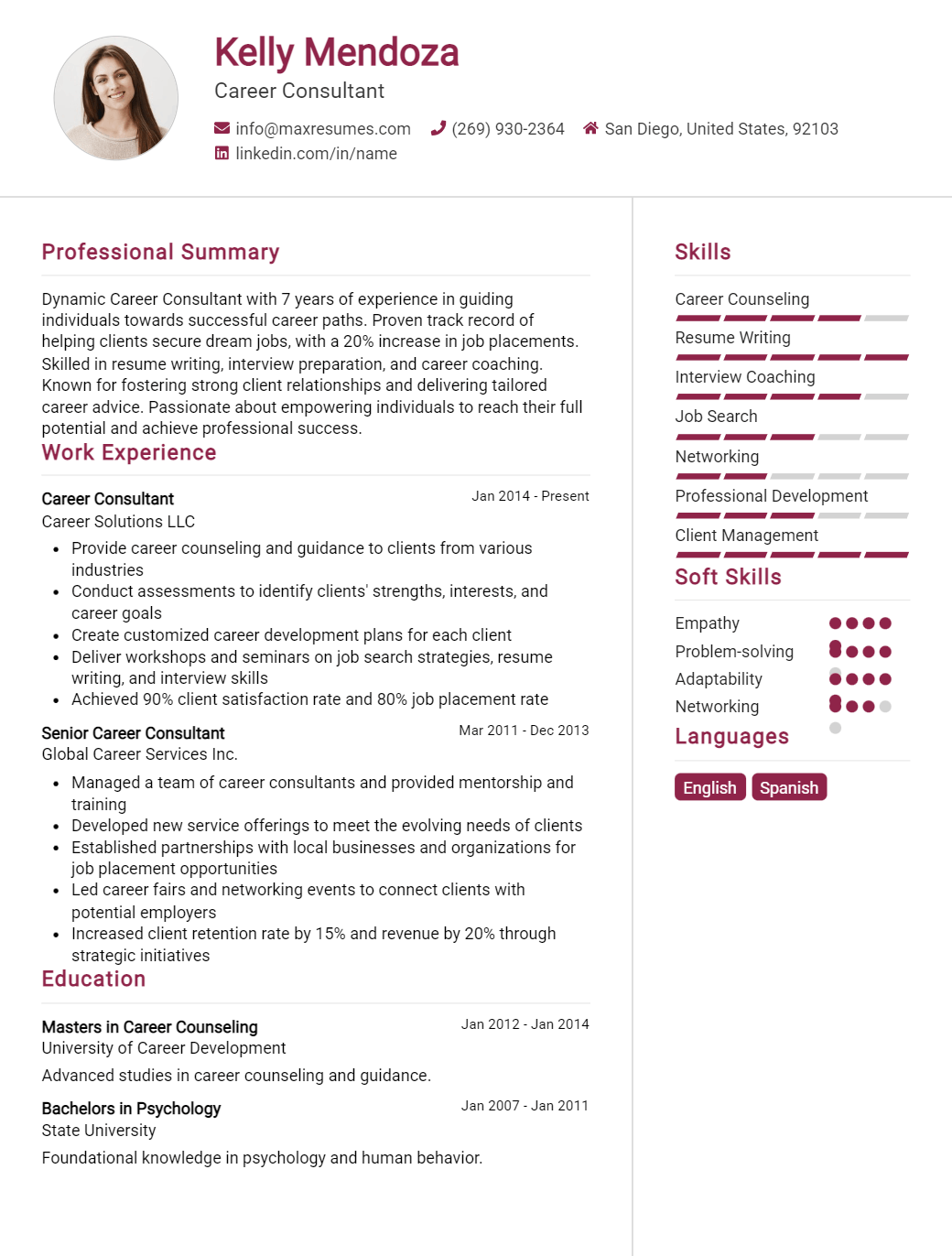 career-consultant-resume-sample