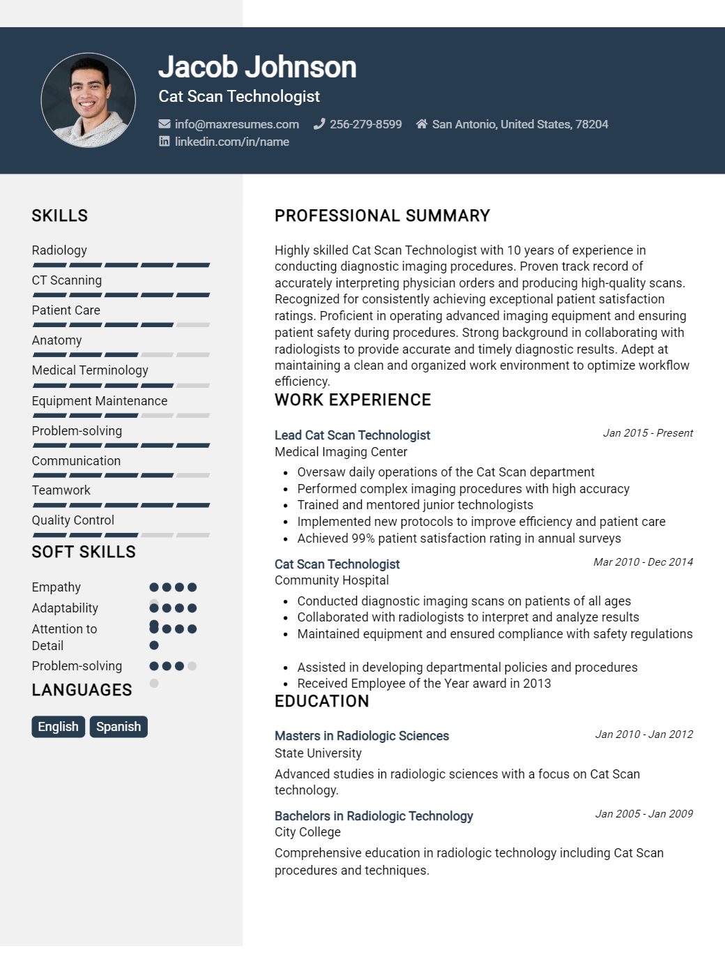 cat-scan-technologist-resume-sample