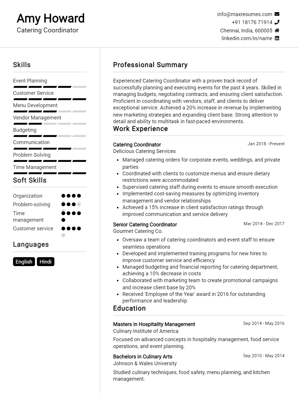catering-coordinator-resume-sample