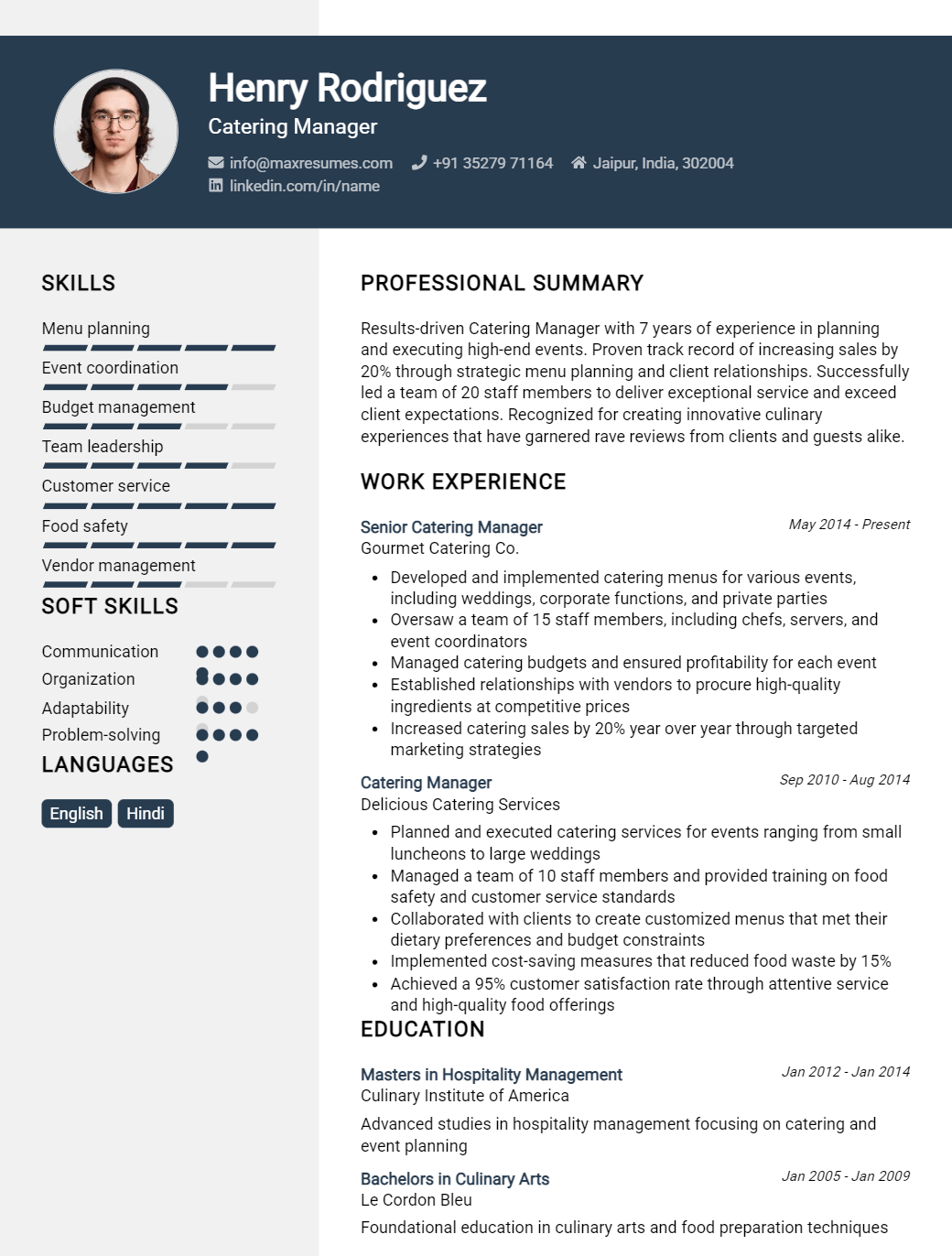 catering-manager-resume-sample