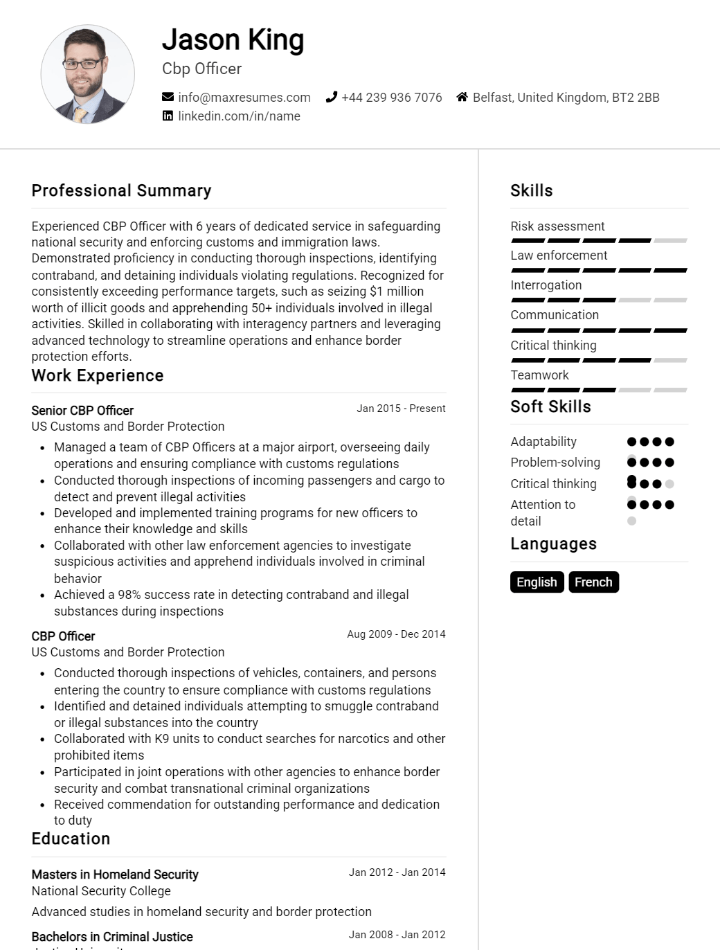 cbp-officer-resume-sample