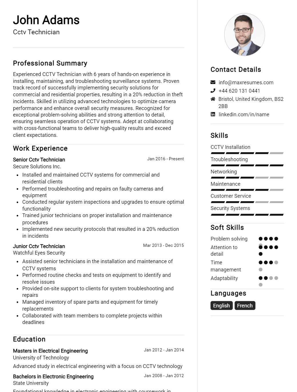cctv-technician-resume-sample