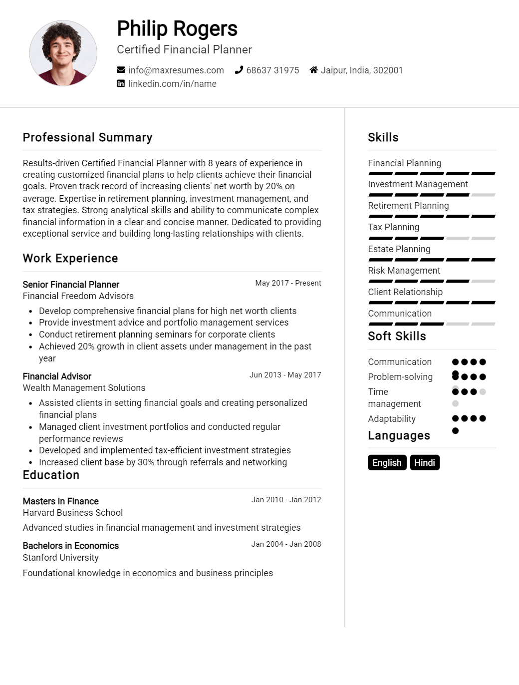 certified-financial-planner-resume-sample