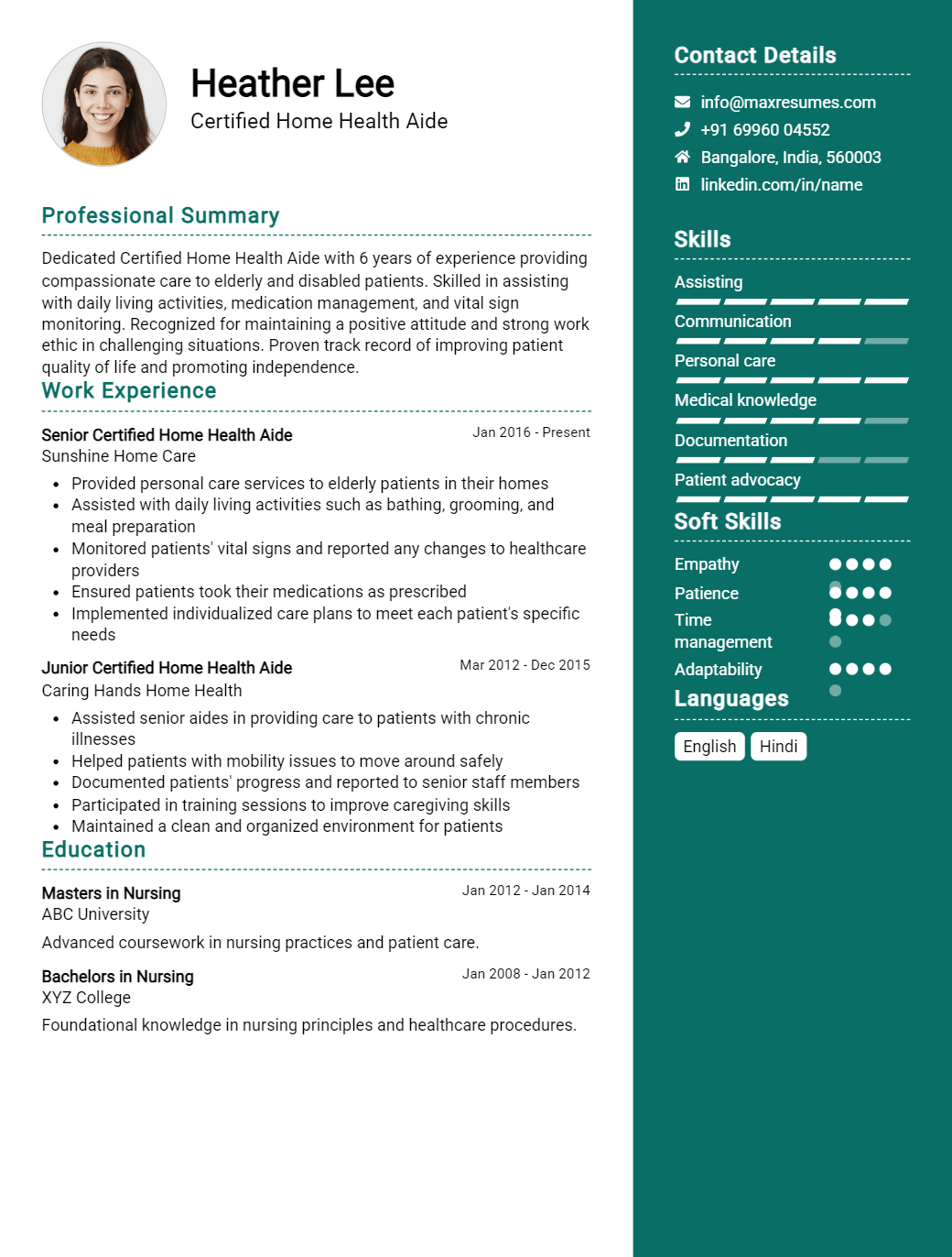 certified-home-health-aide-resume-sample