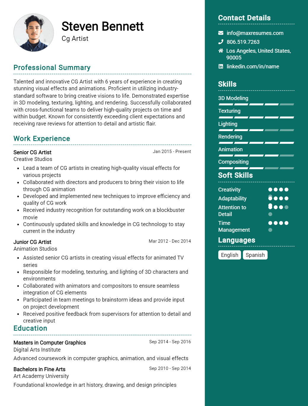 cg-artist-resume-sample
