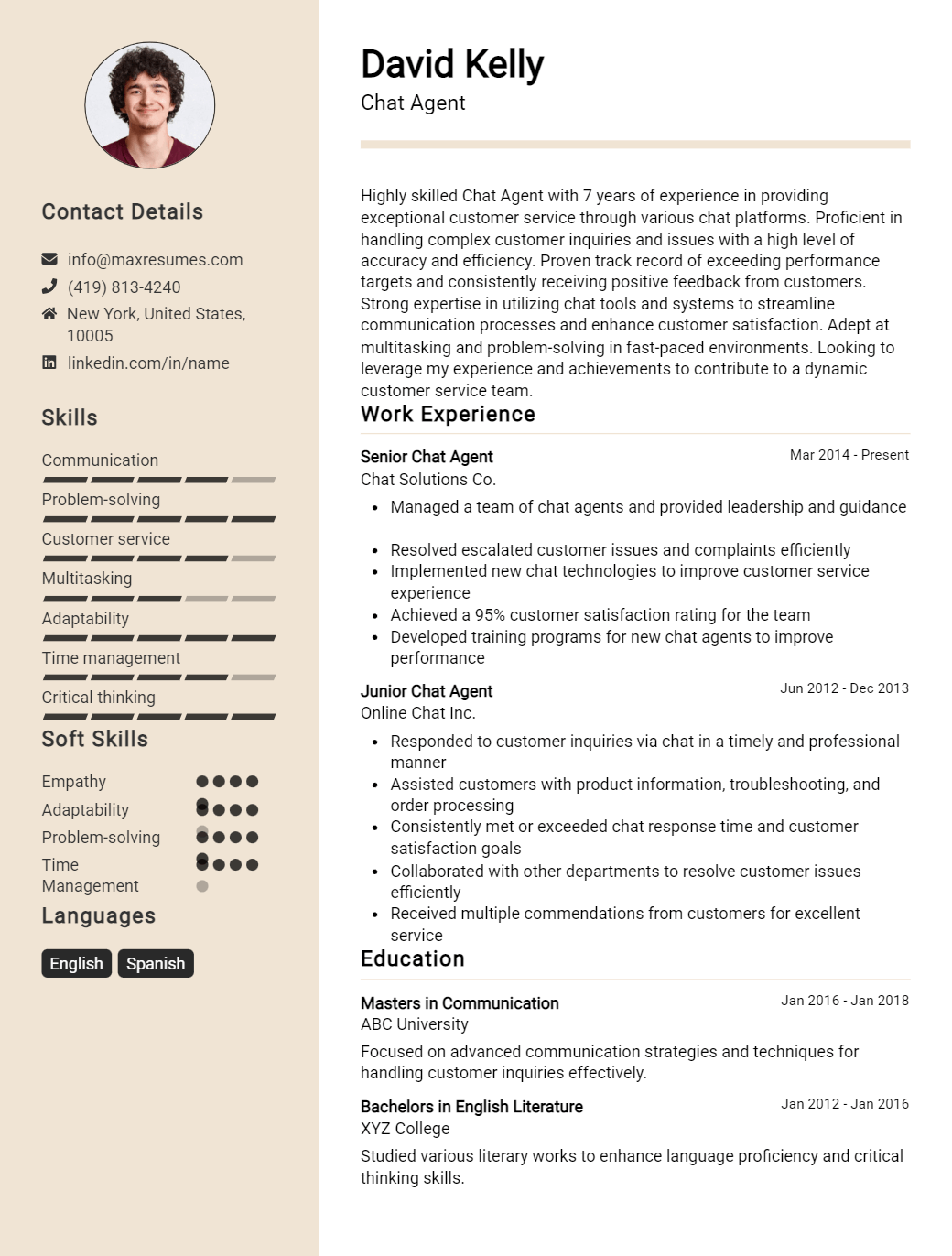 chat-agent-resume-sample