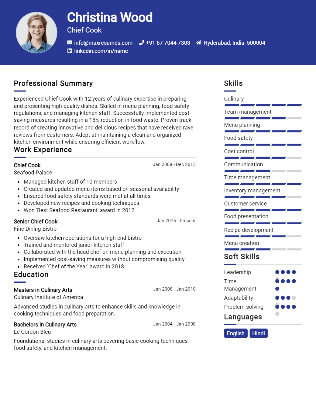 chief-cook-resume-sample
