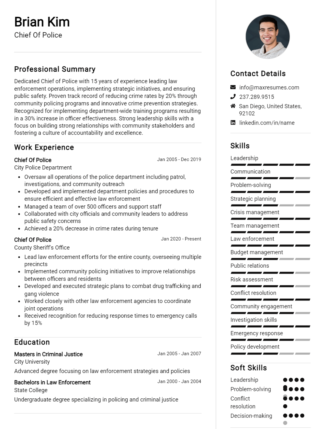chief-of-police-resume-sample