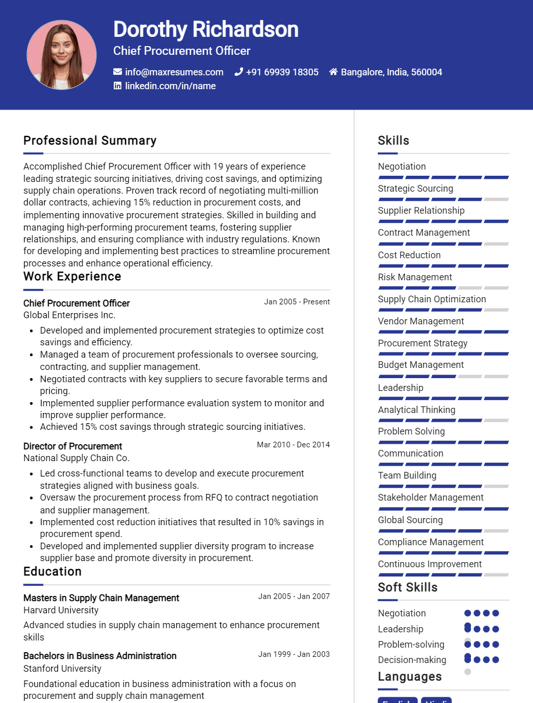chief-procurement-officer-resume-sample