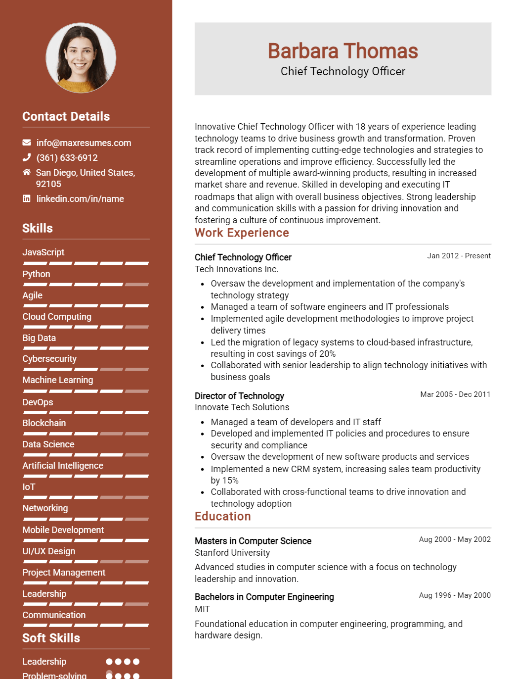 chief-technology-officer-resume-sample