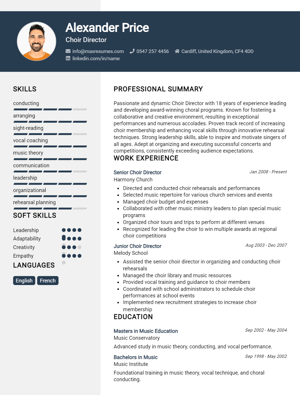 choir-director-resume-sample