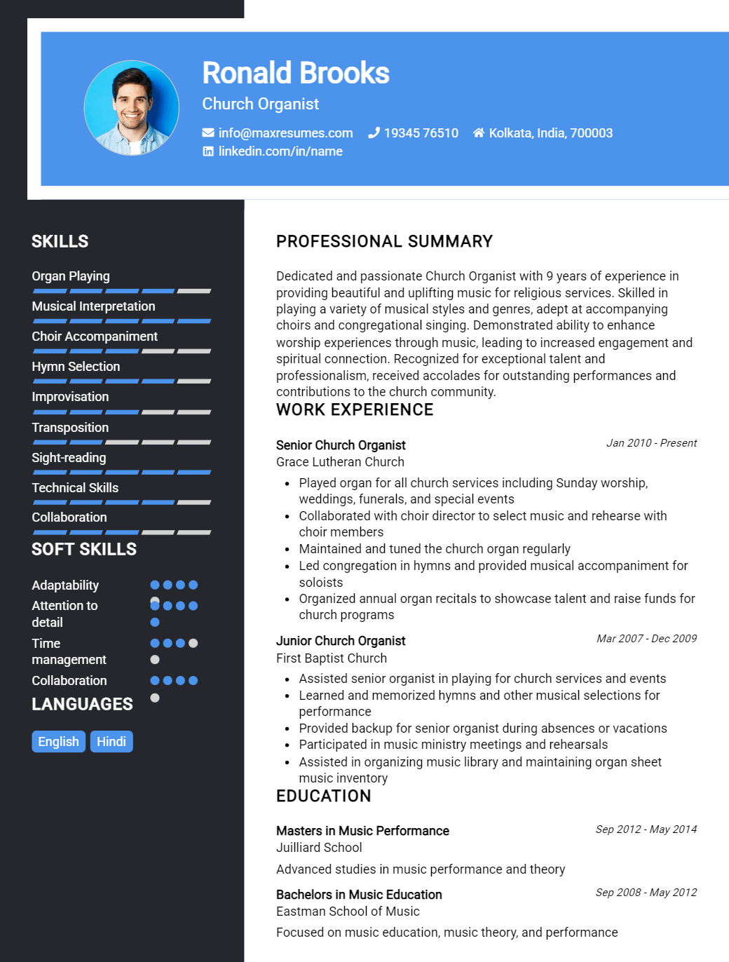 church-organist-resume-sample