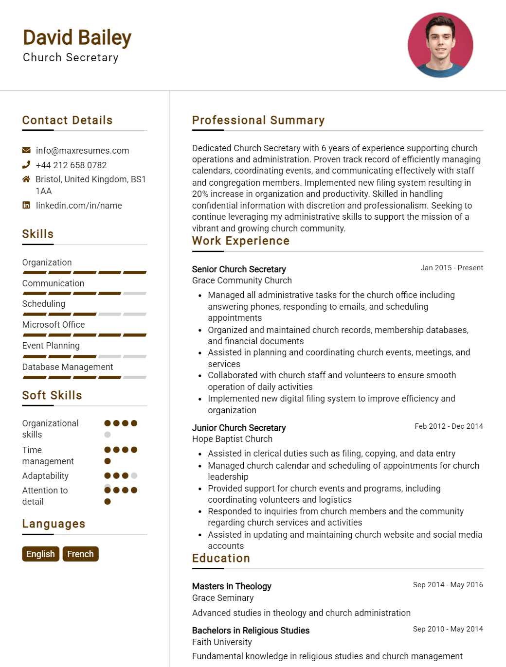 church-secretary-resume-sample