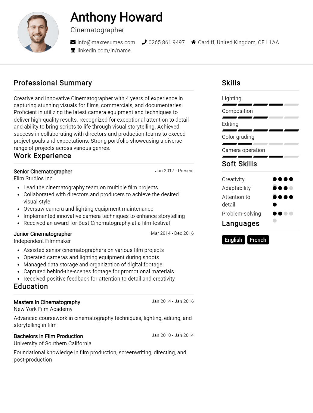 cinematographer-resume-sample