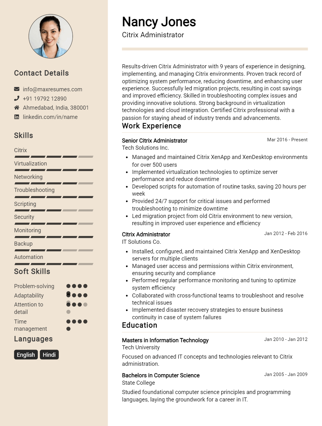 citrix-administrator-resume-sample