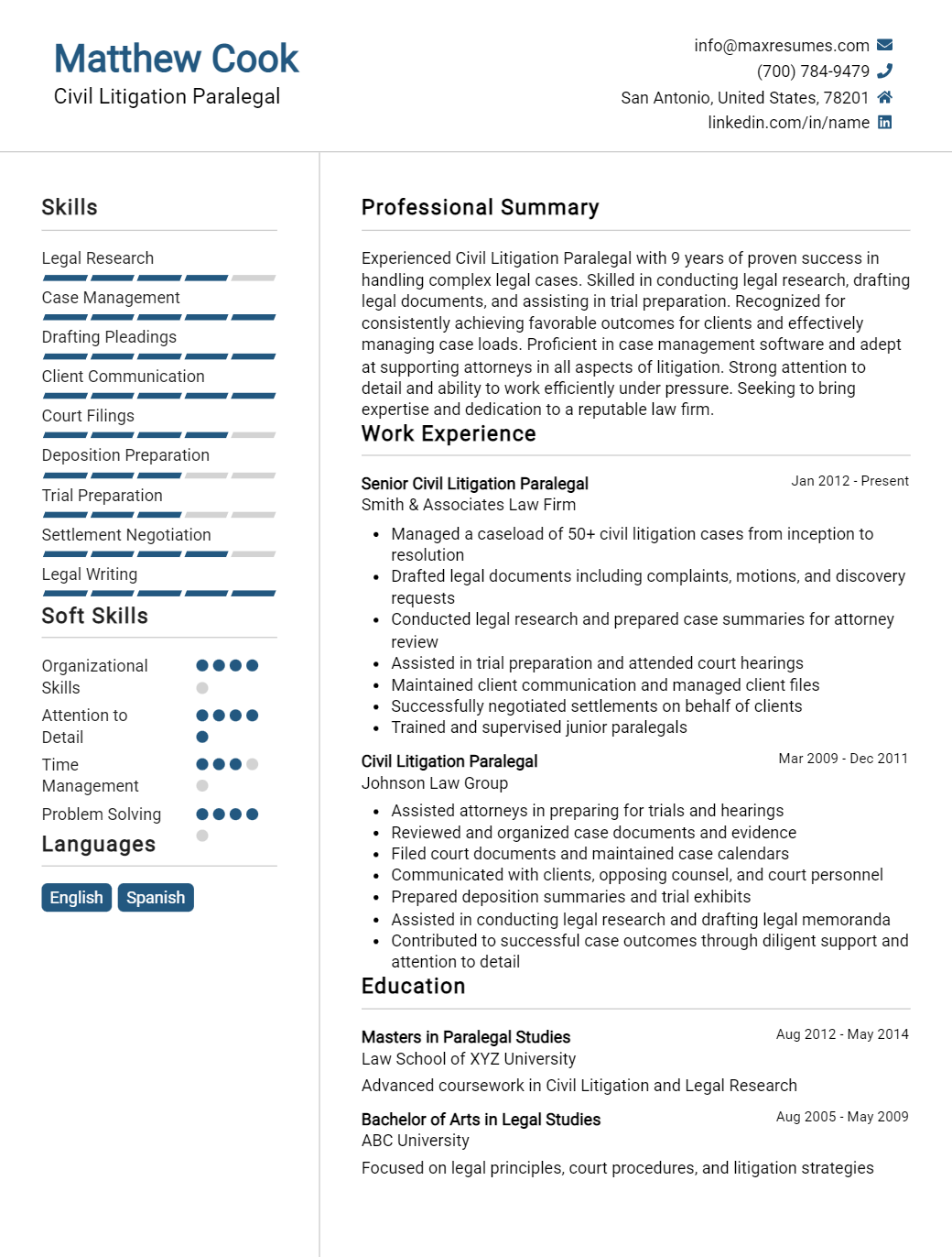 civil-litigation-paralegal-resume-sample