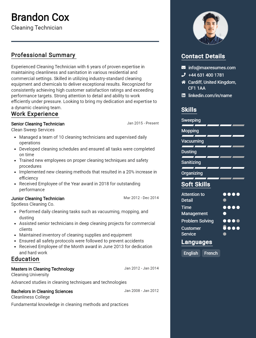 cleaning-technician-resume-sample