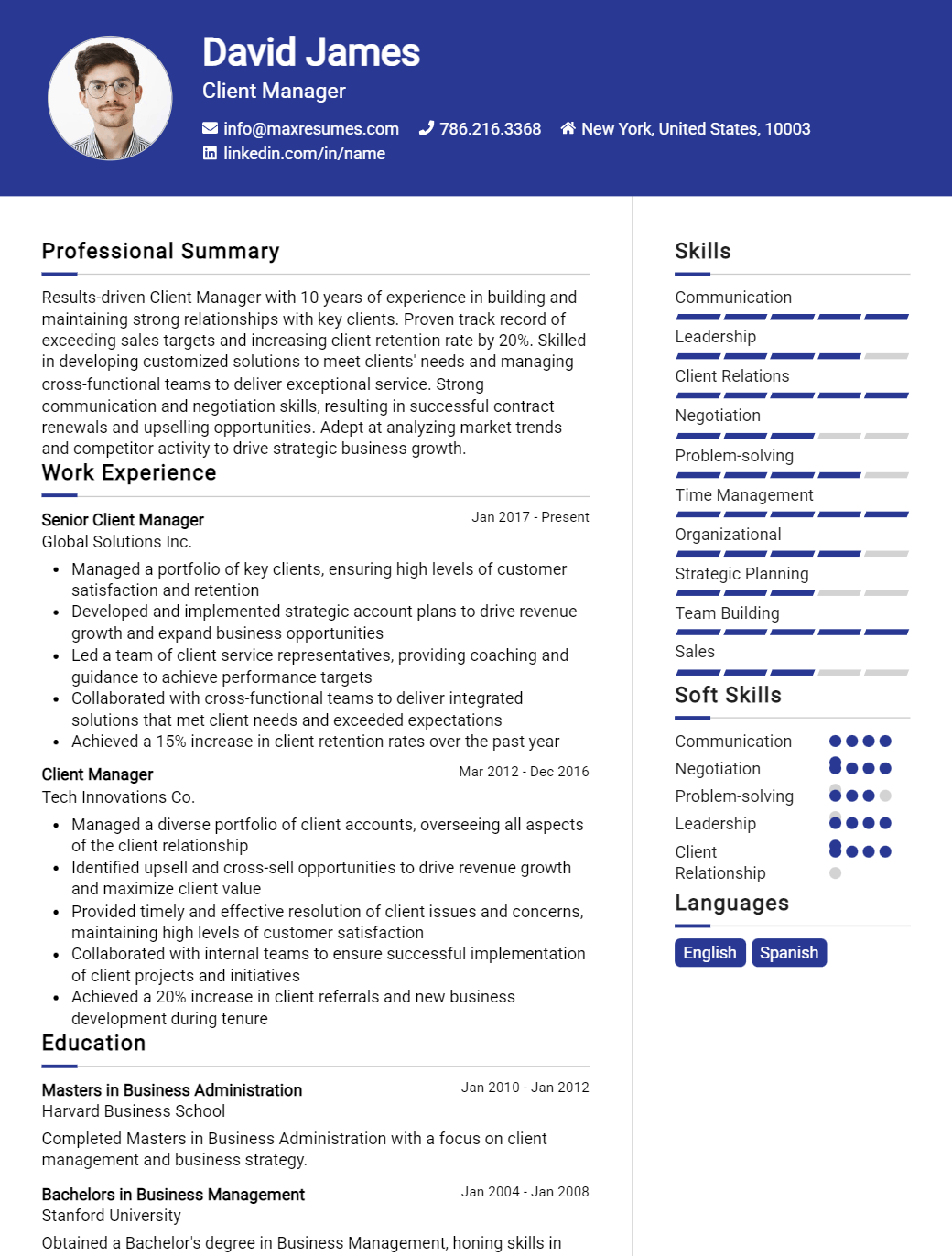 client-manager-resume-sample