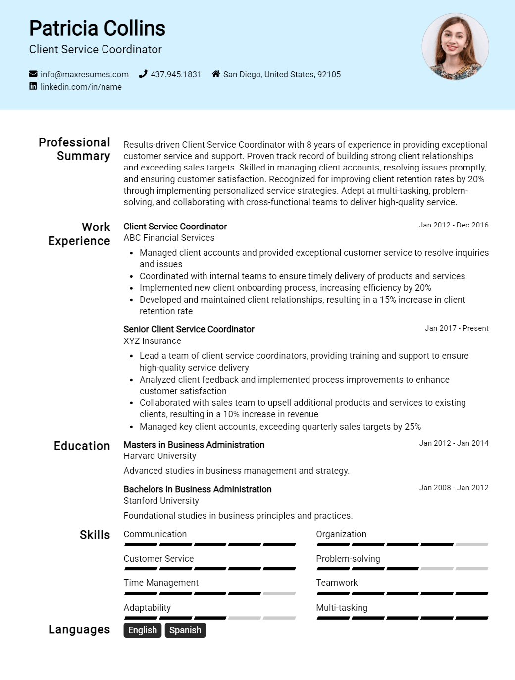 client-service-coordinator-resume-sample