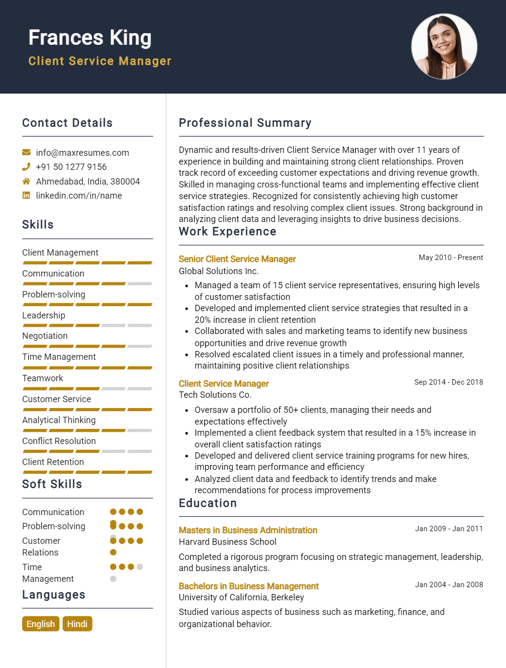 client-service-manager-resume-sample
