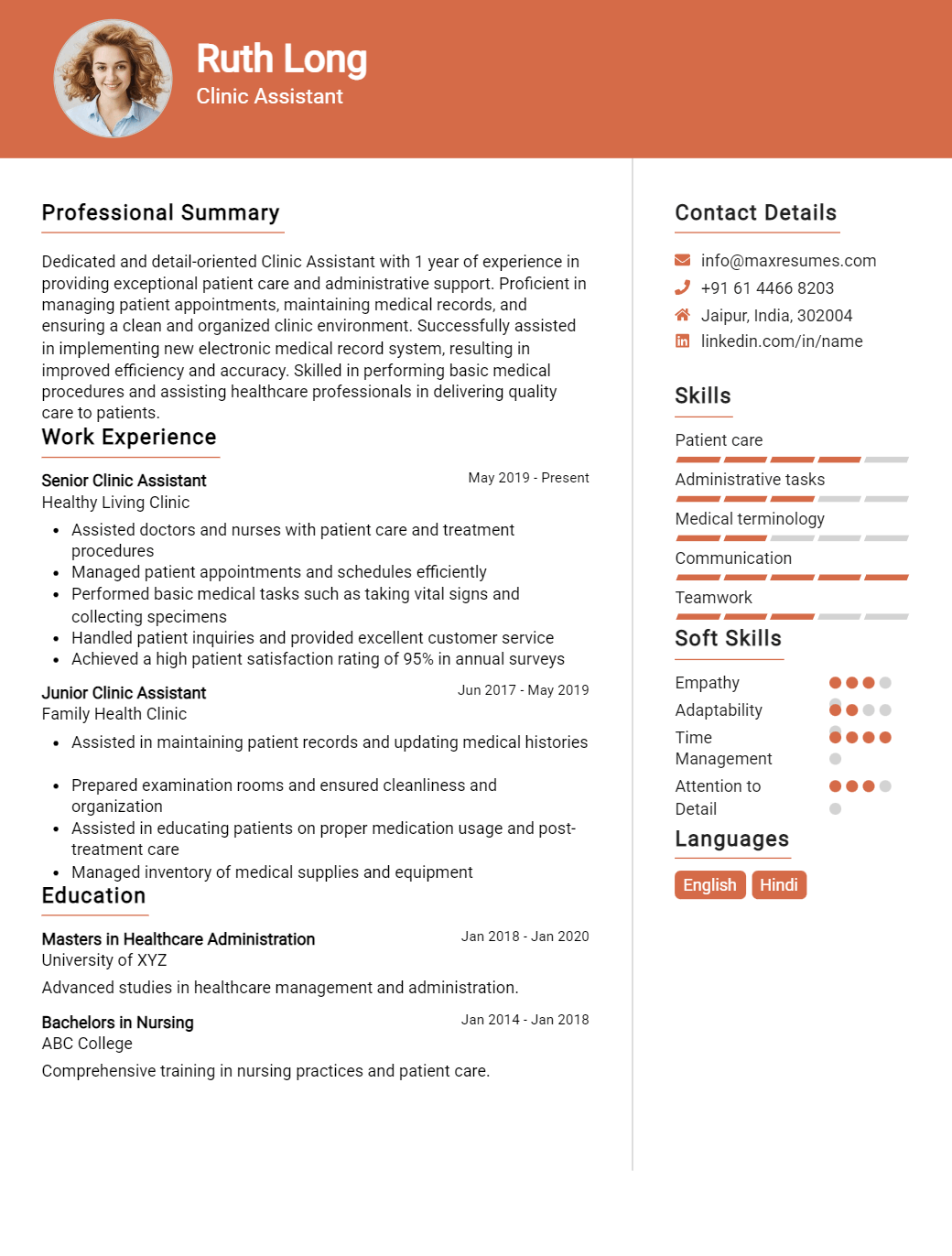 clinic-assistant-resume-sample