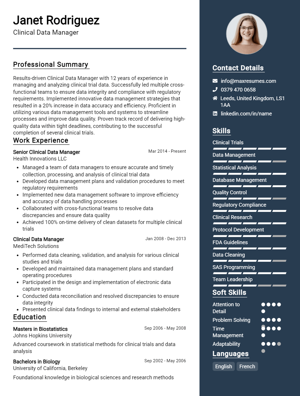 clinical-data-manager-resume-sample
