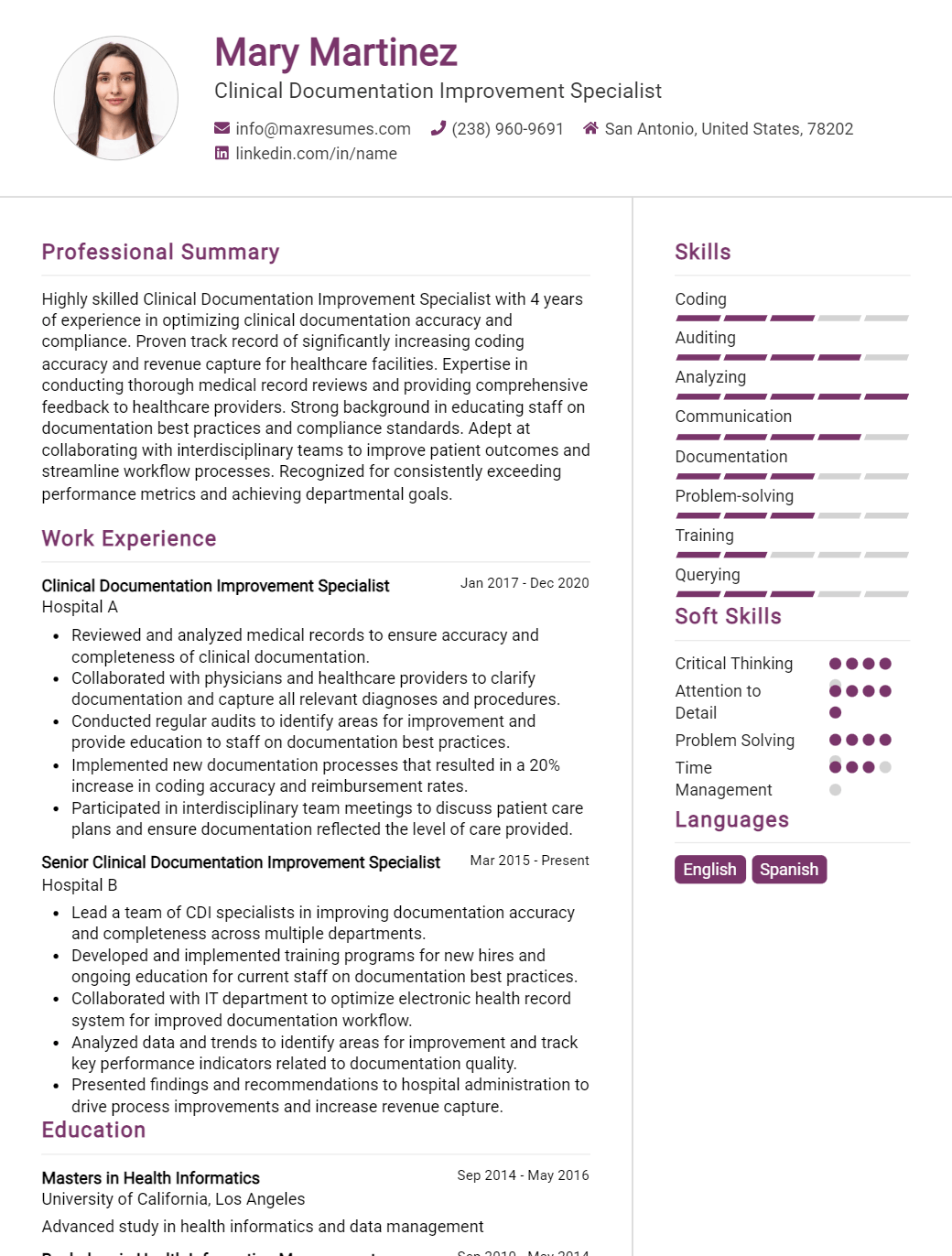 clinical-documentation-improvement-specialist-resume-sample