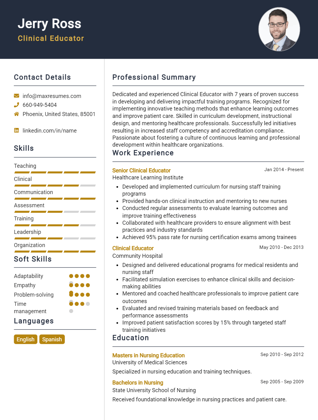 clinical-educator-resume-sample