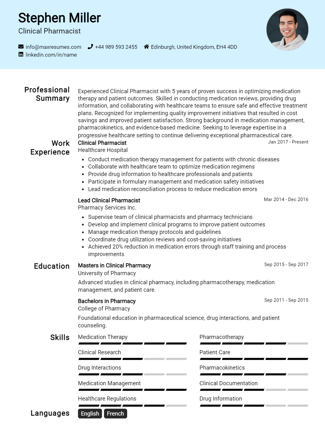 clinical-pharmacist-resume-sample