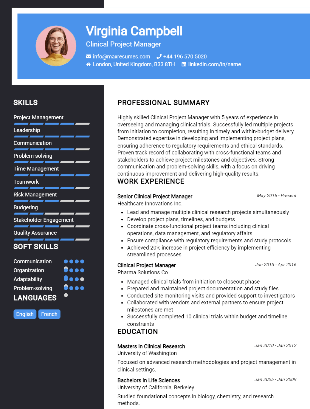 clinical-project-manager-resume-sample
