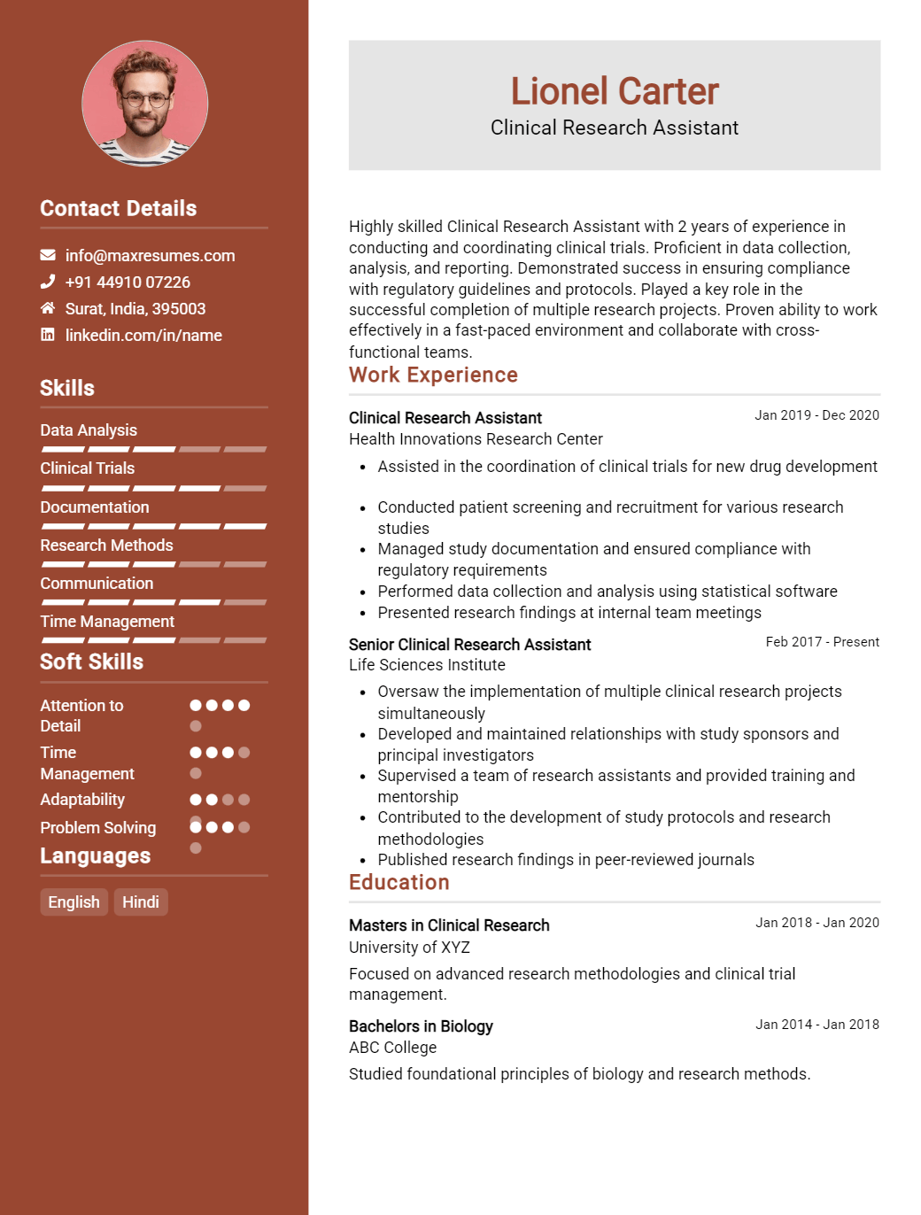 clinical-research-assistant-resume-sample