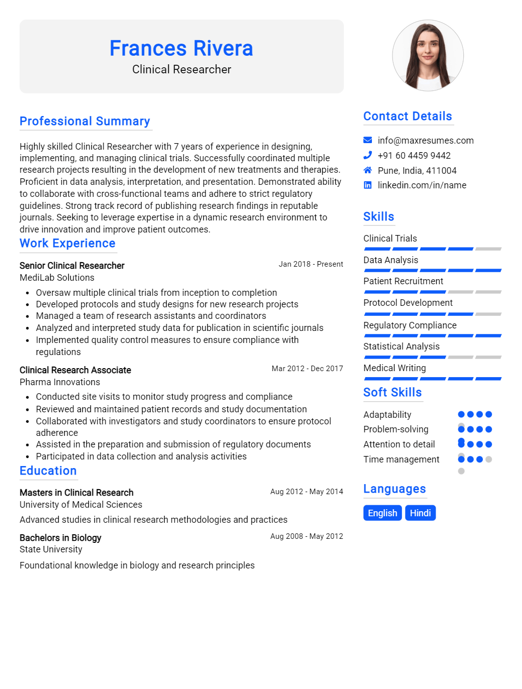 clinical-researcher-resume-sample