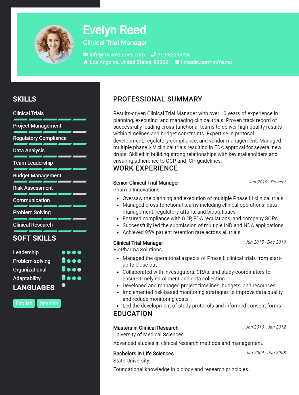 clinical-trial-manager-resume-sample